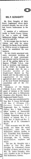 Peter Geraghty | Conacht Tribune 8 Sept 1972 (from archives)