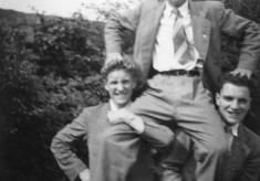 Wally Macken , son of the writer Walter, Tommy Mallon, holding Stephen lambert shoulder high