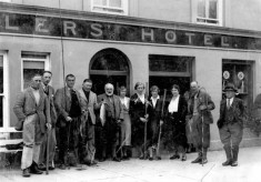 Anglers outside the Angler's Hotel, Main Street, Oughterard