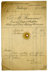 Shop receipt  Thomas Brennan 1910. Thomas Lyons, Tullaboy