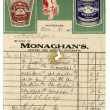 Shop receipt Monaghan's 1913. Thomas Lyons, Tullaboy