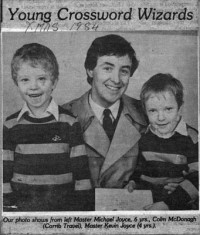Press cutting 1984. Michael and kevin Joyce, crossword wizards