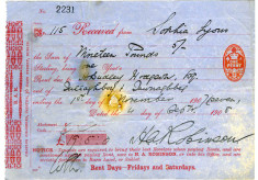 Rent receipt 1907. Sophia Lyons, Tullaboy