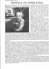 Oughterard Newsletter 1997. Profile of John King, Camp Street