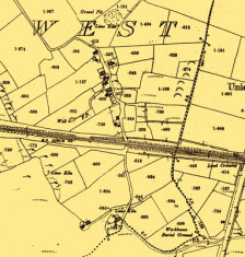 Map 1890. Detail, railway line