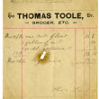 Shop receipt 1911, Thomas Toole. Thomas Lyons, Tullaboy