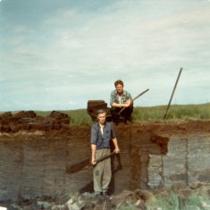Tommy and Matt Thornton at the bog towards Glengowla. 1976 | Paul Finnegan