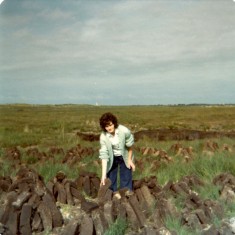 Ellen Finnegan at the bog towards Glengowla. 1976 | Paul Finnegan