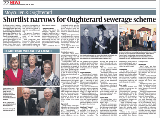 Launch of Oughterard Heritage Community Archiving Project, found in The Connacht Tribune 2009