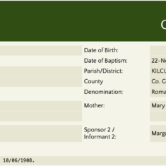 Baptism record Michael Connor 1878 