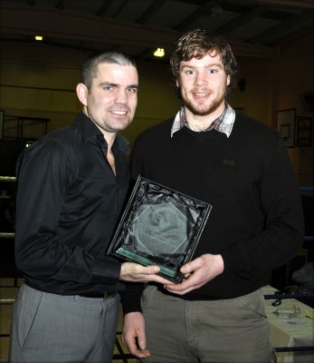 Bernard Dunne presenting Peter Lee with award for winning 3 all Irelands. | Tom Broderick