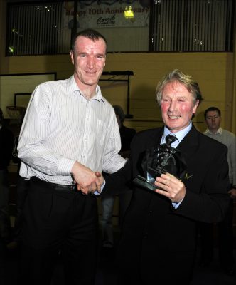 Pat Gallagher, Ireland High Performance coach presenting Raymond Lee with award for years of dedication to the Oughterard boxing club. | Tom Broderick