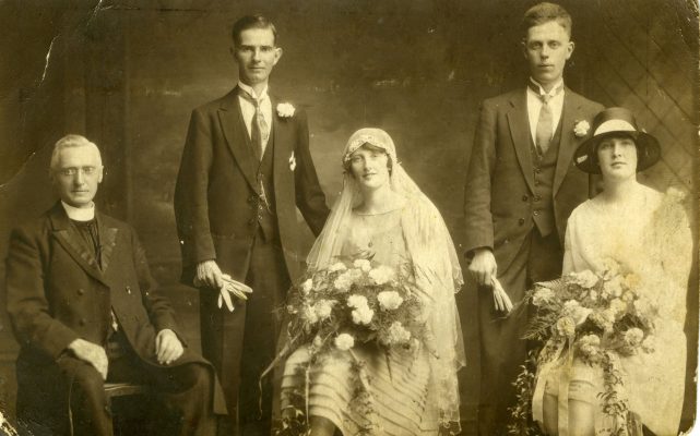 Ellen Faherty KIlkeel, Co. Down with her husband Jim Small and wedding party. Photo taken in Belfast | Padraig Faherty