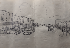 Drawing of Camp Street late 1950's/early 1960's