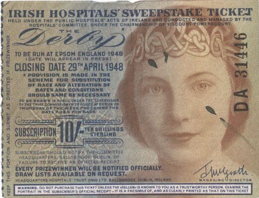 Irish Hospitals' Sweepstake Ticket April 1948 | Tommy Tuck