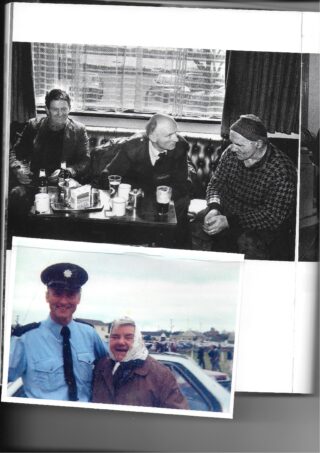 Top photo: Taken in a bar near Lettermullen, Refreshments and debriefing with explosives staff following a day of blasting rock for foundations. Lower photo: Show Day Oughterard with the late Mrs. Geoghegan, Claremont.