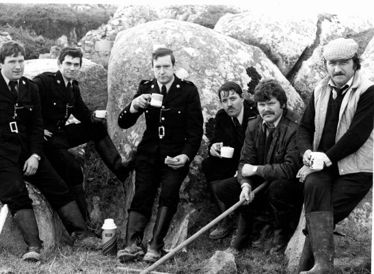 Lunch time on Poitin Search 1994 From left: Gardaí Michael Heanue, Ciaran Ruane, Joe Boyce, Colm Kavanagh, Ray Lyons & Tony Mitchell R.I.P.