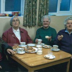 Mary Gillespie, Bridie Lydon, Annie Walsh, Nuala Walsh enjoying a cuppa after Bingo in the Community Centre