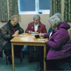 Mary Gillespie, Bridie Lydon, Annie Walsh & Nuala Walsh playing Bingo in the Community Centre