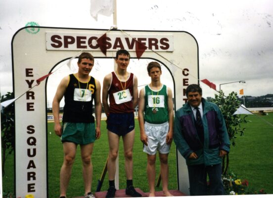 Gavin Conneely 3rd from left after receiving his bronze medal in the Final of the 100m U-16 at Galway Community Games