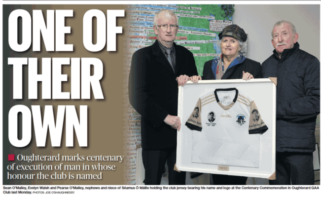 One of their own, Oughterard marks centenary of execution of man in whose honour the club is name
