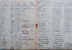 Register for service by a shorthorn bull owned by Thomas Lyons in 1944
