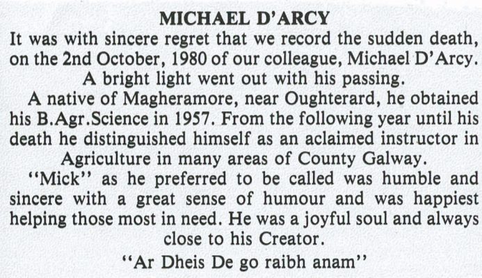 Michael D'Arcy, Magheramore