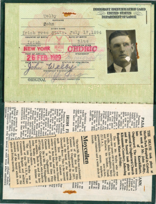 John Welby passport - USA back to Ireland 1929