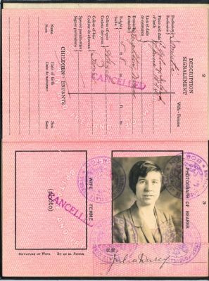 Julia Darcy passport - USA back to Ireland 1926 - she first went to USA 1913