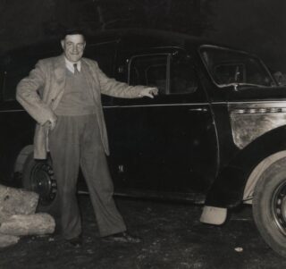 Tom Walsh Dermot's father Tom Walsh photographed in front of his Bedford van/Tuam circa. 1953