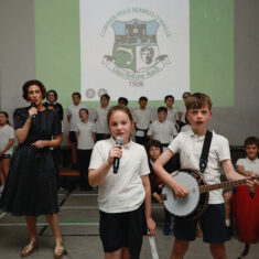 MinisterHildegardeNaughtonvisittoScoilChuimín&CaitríonaOughterard25.06.2026_85 Oughterard Schoolchildren Bring Local Heritage to Life Through New Trail and Podcast Project